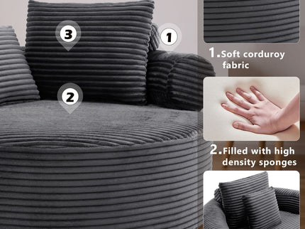 Round Sofa Bed With 3 Pillows For Living Room