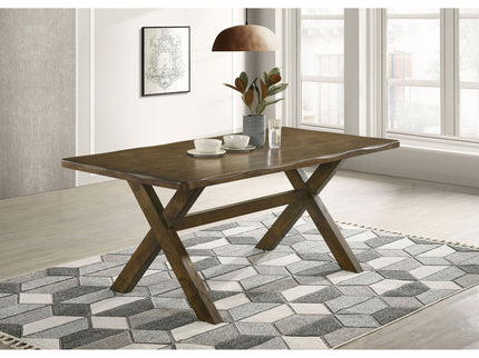 Carbon - Rectangular Dining Table With X Base Design - Brown