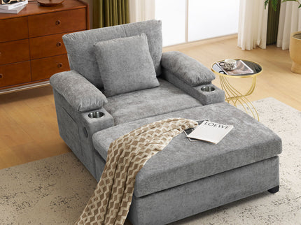 Modern Oversized Chair With Ottoman, Cupholders And USB Charging Ports