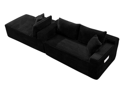 Cloud Modular Sectional Sofa Couch With L-Shape Chaise, Upholstered Couches For Living Room - Black