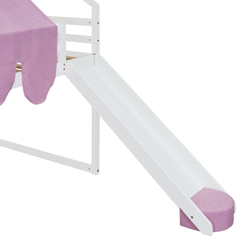Loft Bed With House Shaped Frame And Tent