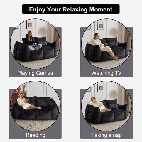 Giant Bean Bag Couch, Ultra Soft Fluffy Loveseat For Living Room