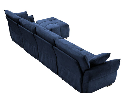 Sofa Set With Ottoman And Pillows, Textured, High Resilience Cushions