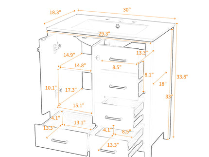 Retro Style Bathroom Vanity With Sink, Storage Cabinet