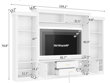 Elegant Entertainment Center Wall Unit With Bookshelves