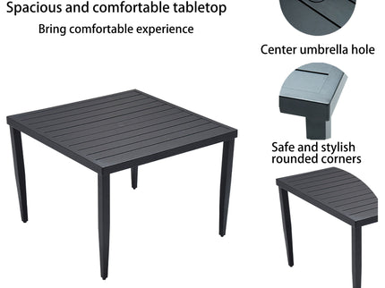 Outdoor Patio Dining Table With Tapered Feet & Umbrella Hole