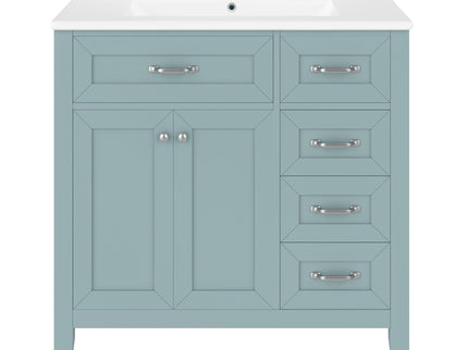 Modern Bathroom Vanity With Sink, Freestanding Design With Drawers And Doors
