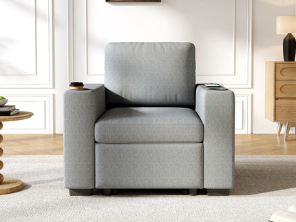 Single Pull Out Sofa Bed With USB Ports And Cup Holders