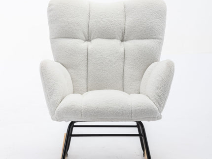Teddy Fabric Rocking Gilder Nursery Chair For Living Room Indoor - Ivory