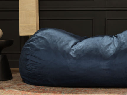 Marlin - 6.5 Foot Cylindrical Bean Bag With Removable Suede Cover - Midnight Blue