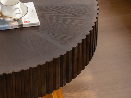 Round Retro Coffee With Solid Wood Legs