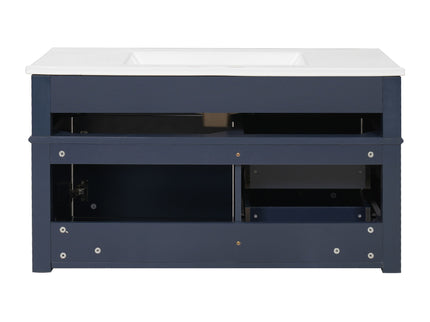 Modern Wall Mounted Floating Cabinet With Double Drawer And Sink