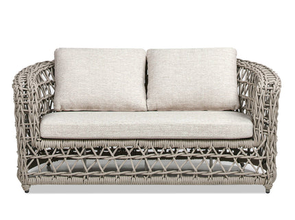 Everly - Frame Barrel Deep Seating Patio Loveseat Sofa Axroma Olefin - Oat Beige