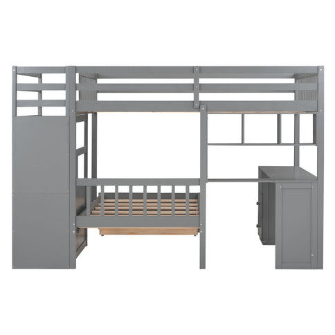 Bunk Bed With Desk, Drawers And Shelves