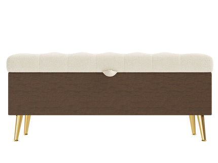 Modern Tufted Storage Ottoman Bench With Metal Legs