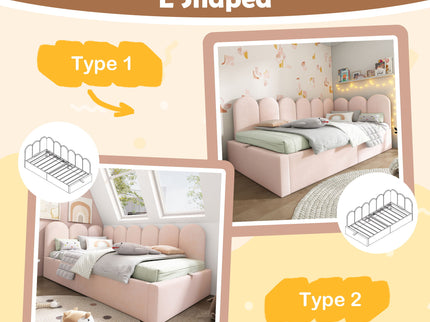 Upholstered Daybed With Metal Slatted Base