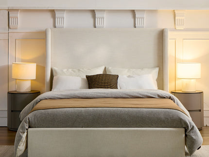 Carmen - Full Size Upholstered Wingback Bed - Ivory