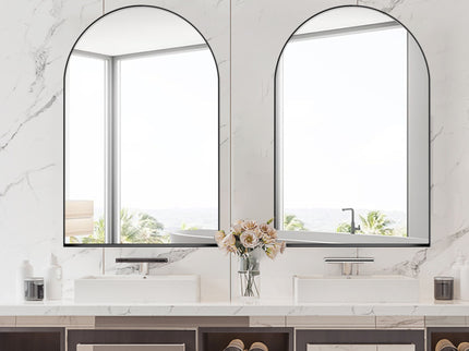 Arched Recessed Medicine Cabinet, Metal Framed Bathroom Wall Cabinet With Mirror And Adjustable Shelves, Wall Mirror With Storage For Bathroom