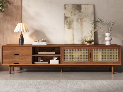 TV Stand For TVs Up To 85", Media Console With 2 Drawers - Walnut