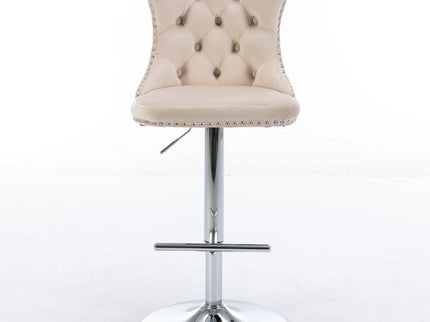 Swivel Barstools Adjusatble Seat Height From 25-33", Modern Upholstered Base Bar Stools With Backs Comfortable Tufted For Home Pub And Kitchen Island (Set of 2)