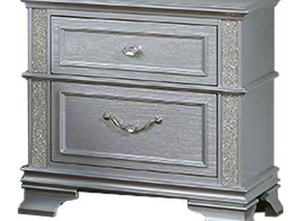 2 Drawers Nightstand With Front Decorative Knobs - Gray