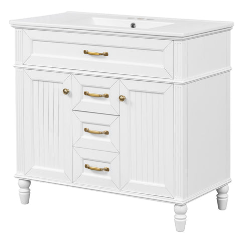 Modern Freestanding Bathroom Vanity With Sink, Cabinet, Soft-Close Drawers, Tip-Out Tray