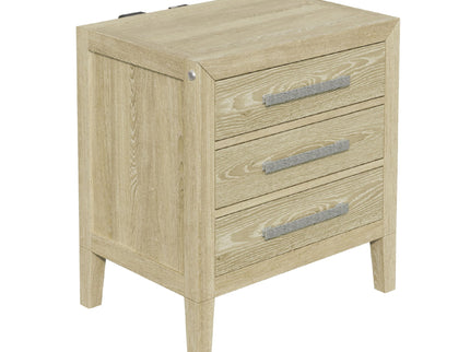 Adeline - 3 Drawers Nightstand With USB & LED Light - Natural Wood Wash