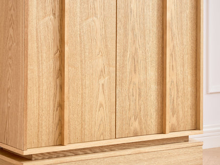 Fluted Sideboard Buffet Cabinet With 2 Doors And Adjustable Shelf, Storage Cabinet For Entryway