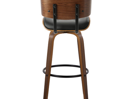 Lombardi - Mid-Century Modern Fixed Height Barstool With Swivel With Round Footrest (Set of 2)