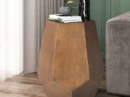 Modern Hammered Iron Geometric End Table
