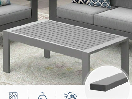 All-Weather Outdoor Coffee Table With Wood-Look Top