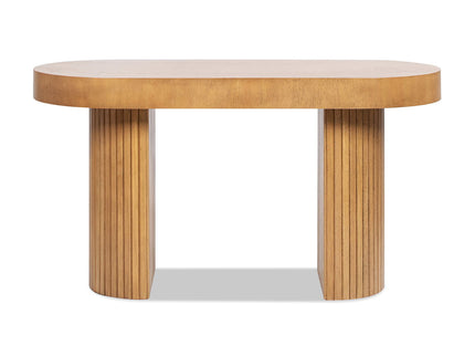 Jesse - Single Drawer Fluted Oval Console Desk - Honey Brown