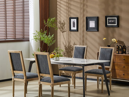 French Country Style Dining Chair With Upholstered Seating And Fluted Legs