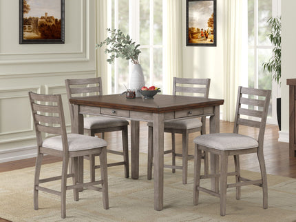 Counter Side Dining Stool With Ladder Back (Set of 2) - Gray