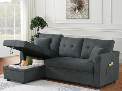 Sectional Sofa Bed L Shaped Sofa Couch Bed With USB Port, Reversible Chaise With Storage