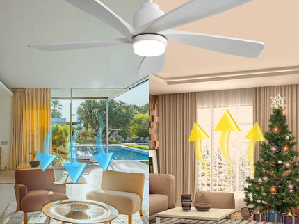 52" Ceiling Fan With Dimmable LED Light, 5 Blades, Reversible DC Motor, Smart Remote Control - White