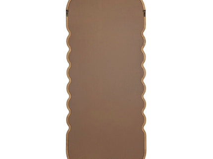Oversized Wooden Floor Mirror With Unique Frame - Brown