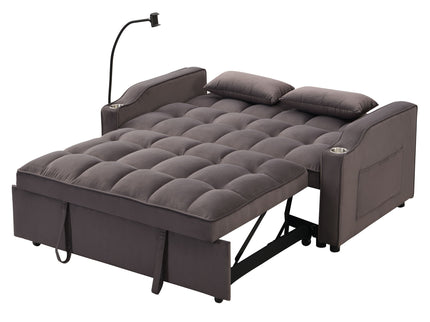 Modern Loveseat Futon Sofa With Pullout Bed, Adjustable Reclining Backrest, Toss Pillows