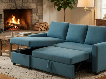 L - Shaped Convertible Sofa Bed With Storage Chaise