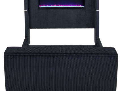 Judah - Eastern King Wingback TV Bed With Motorized Lift And Flame Visualizer - Black