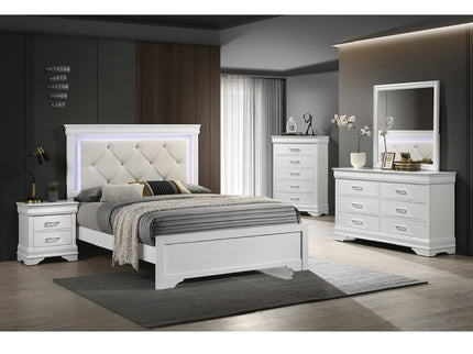 Tufted Headboard Bed With LED Lighting