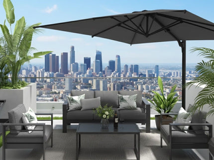 Round Cantilever Patio Umbrella With 360 Rotation & Infinite Tilt Adjustment