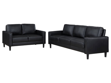 Ruth - 2 Piece Track Arm Sofa Set With Cushions - Black