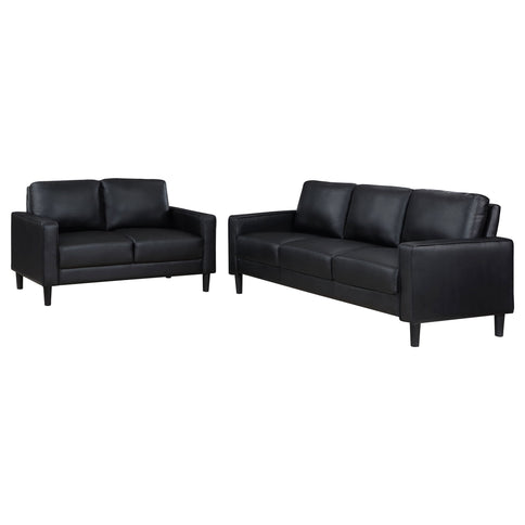 Ruth - 2 Piece Track Arm Sofa Set With Cushions - Black