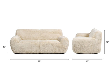 Summit - Faux Sheepskin Overstuffed Sofa - Cream Beige