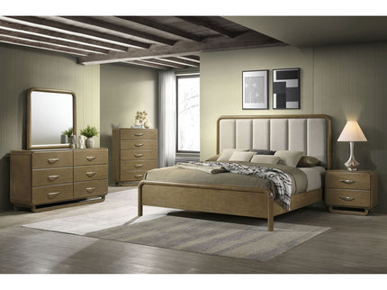Bernardo - 6 Drawer Dresser And Mirror With Rounded Corners - Nutmeg Brown