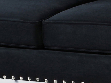 Wide Sofa With Jeweled Buttons Square Arm, 2 Pillows