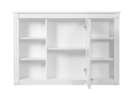 Wall Mounted Bathroom Storage Cabinet With Mirror, Medicine Cabinet With 6 Open Shelves And Adjustable Interior - White