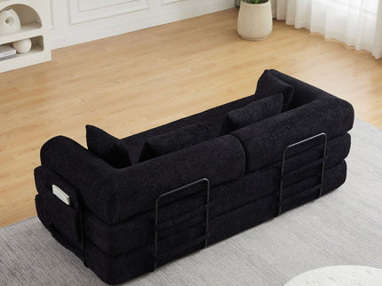 Convertible Sleeper Sofa Bed With Cylindrical Pillow