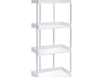 4 Shelf Open Back Bookcase With Accents - White